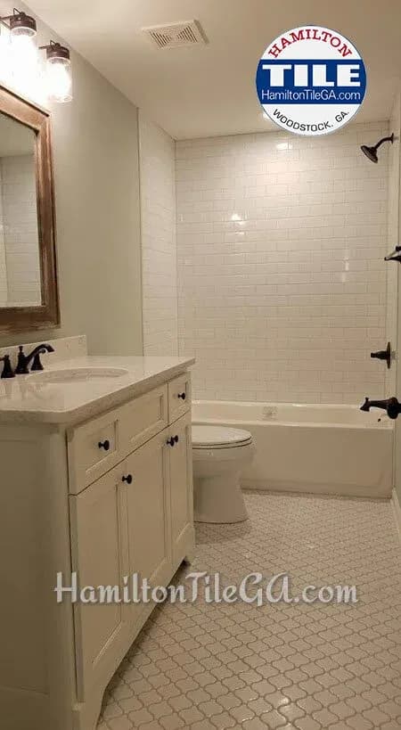 Milton, GA bathroom tile shower remodel.