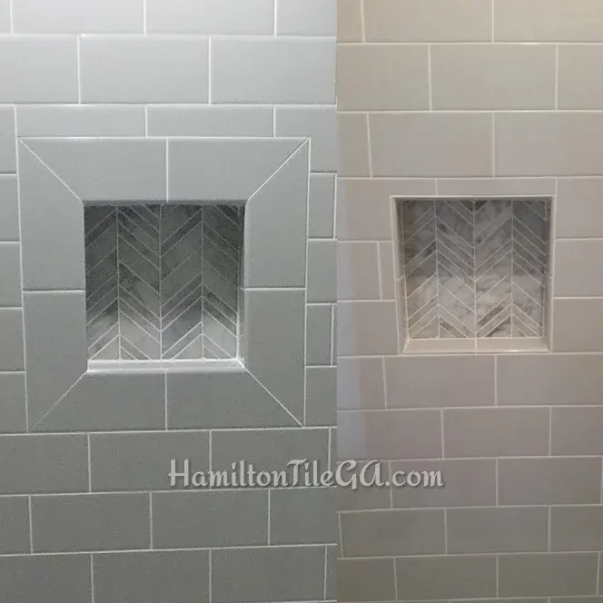 The finish of an inset box can change the look of a shower.