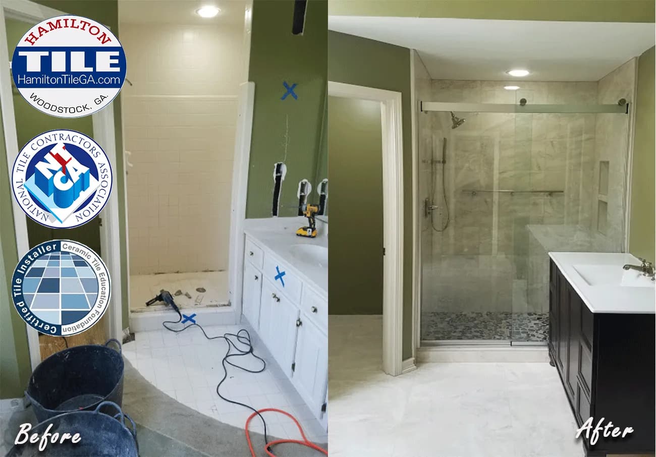 Amazing Acworth, GA tile bathroom remodel.