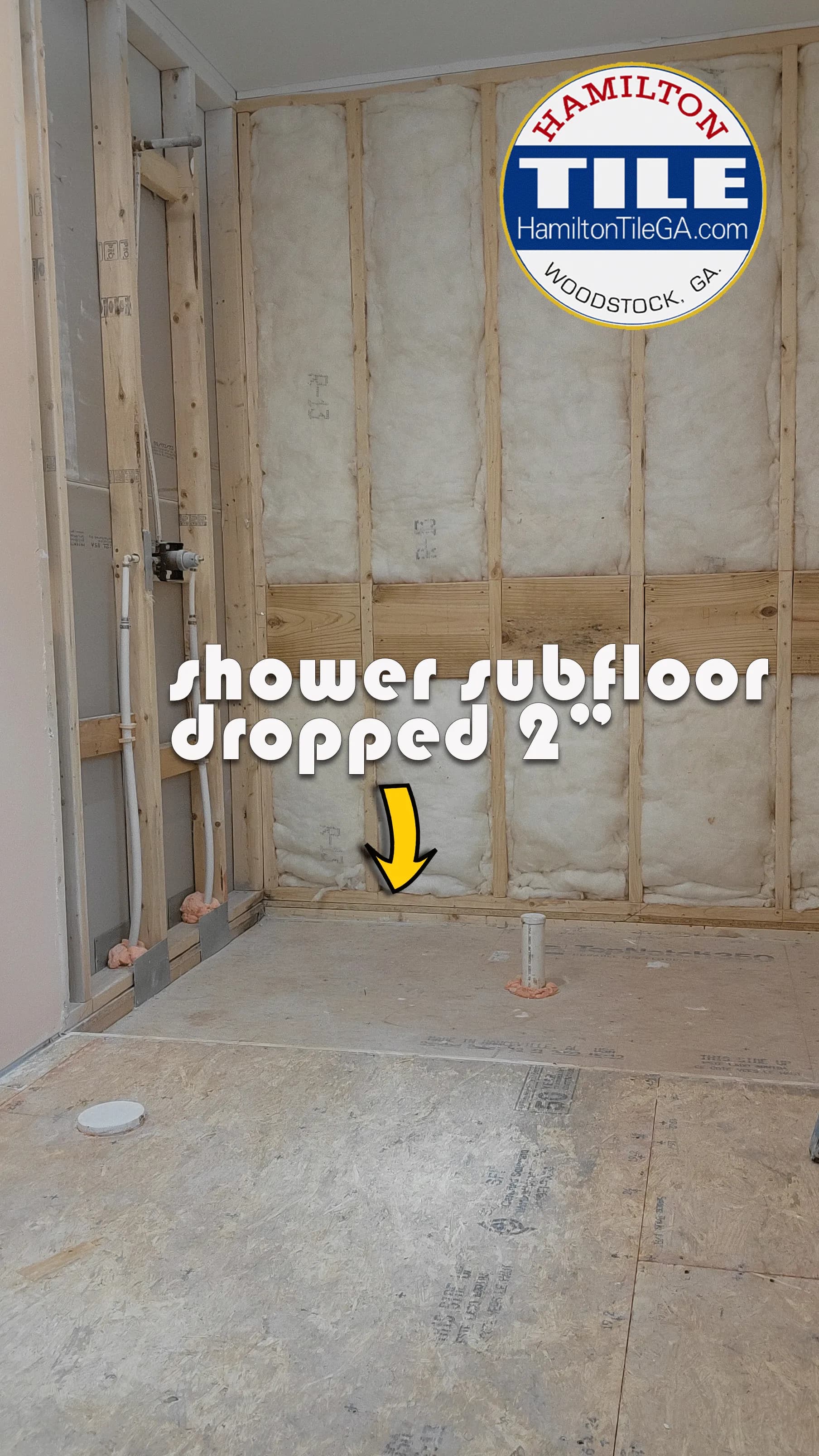 How to frame and build a CURBLESS SHOWER: new construction.