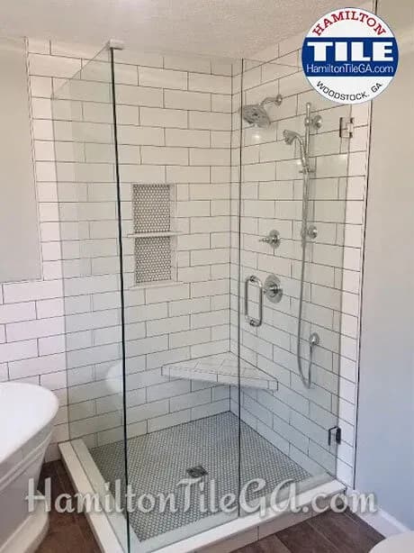 A local fireman in Woodstock, GA gets a magazine worthy master bathroom.
