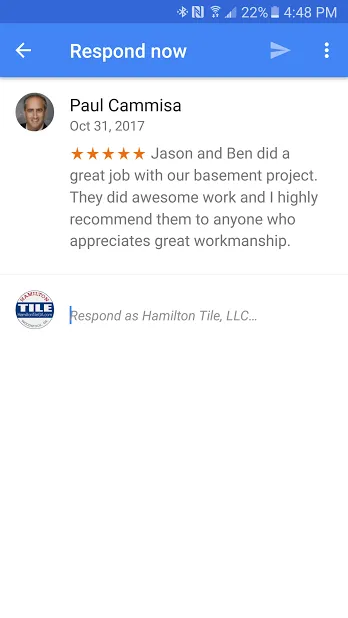 Add another positive review of our tile work from Alpharetta, GA!