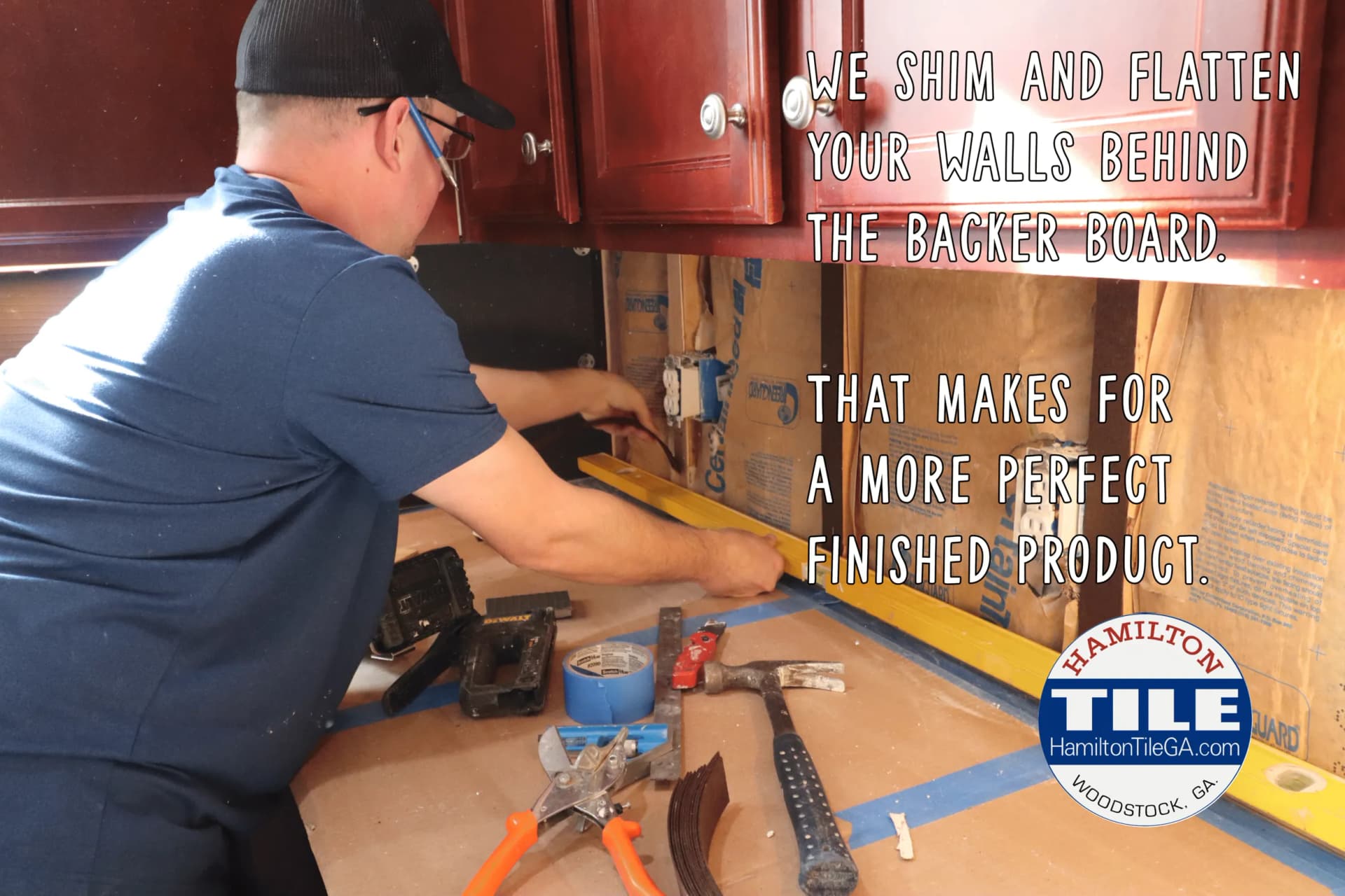 We put a straight edge on the studs to make sure they are all in plane, with no dips and dives. Any irregularities we build out with drywall shims stapled to the wall. We then put backer board on for a flatter tile installation.