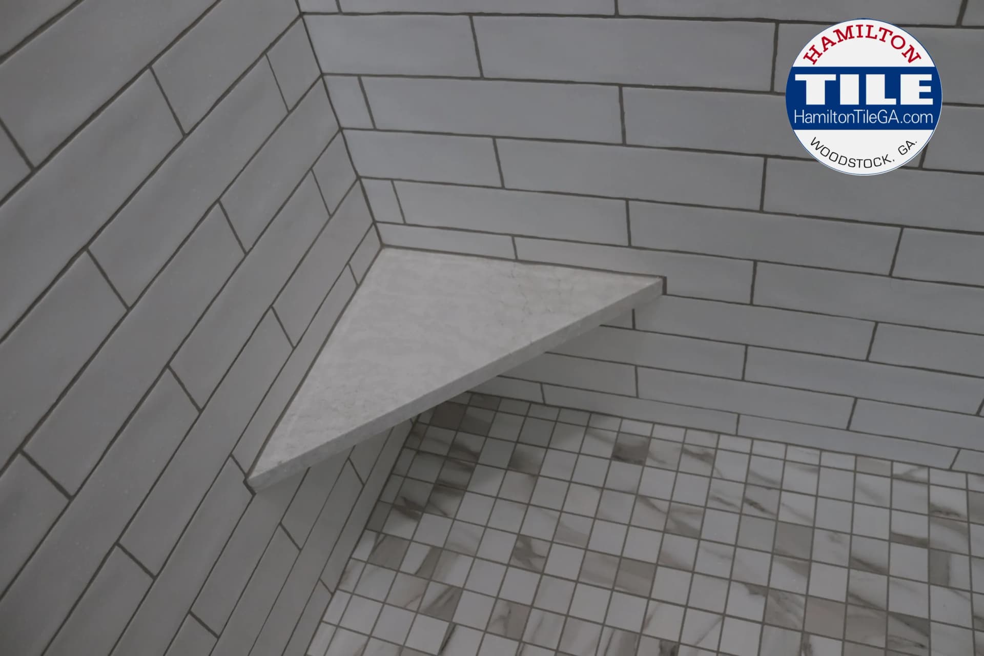 We call it a corner bench, but in reality it’s a leg shaving shelf. Custom made to the client’s specifications.