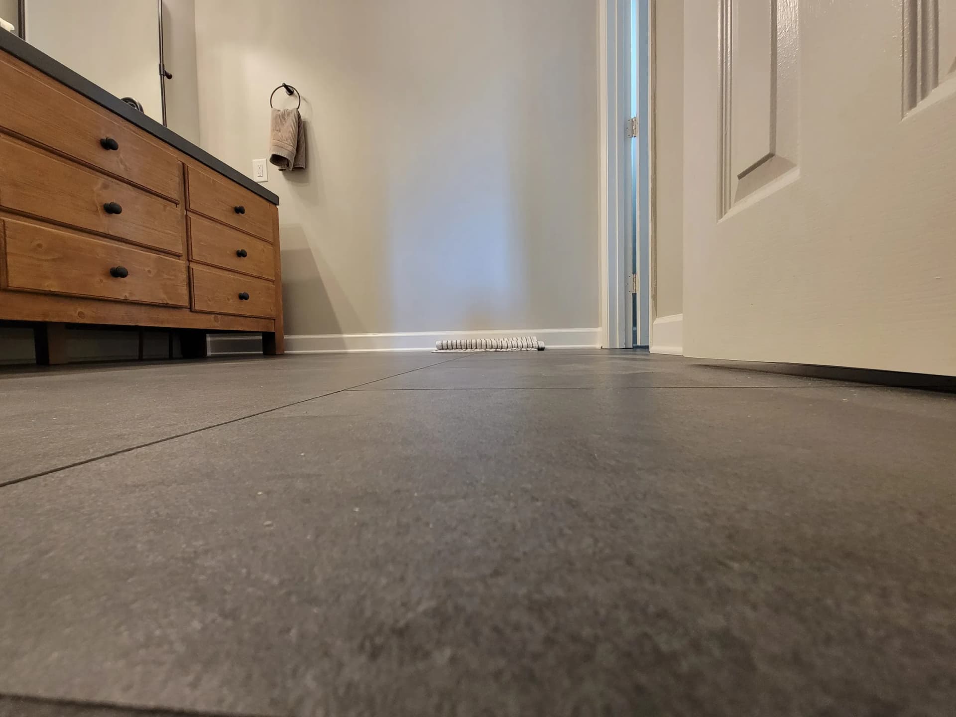 New tile floor in a bathroom remodel in Milton, GA
