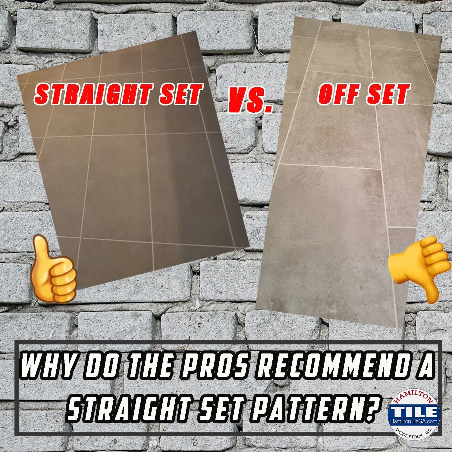 Four reasons we recommend a straight stacked tile pattern.