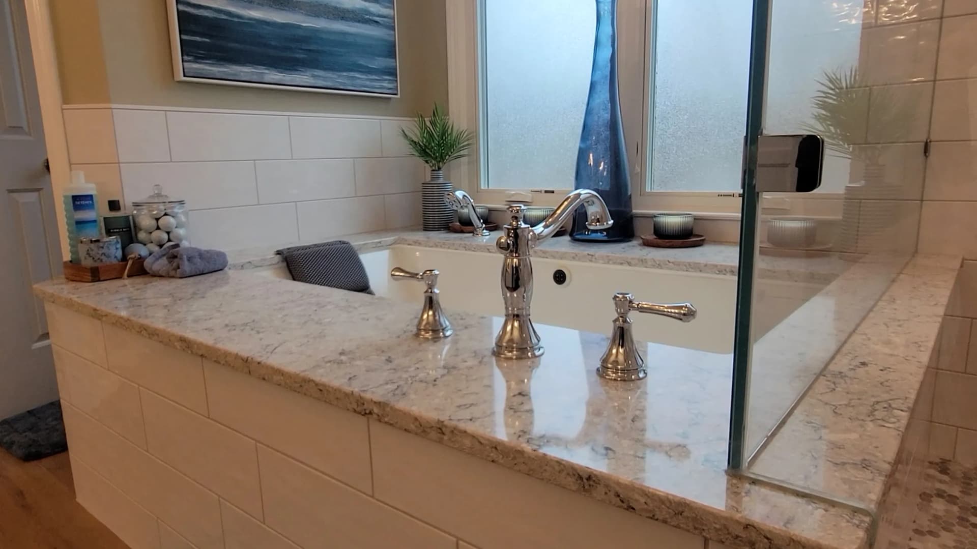 Bathroom remodel in Holly Springs, GA with undermount bath tub