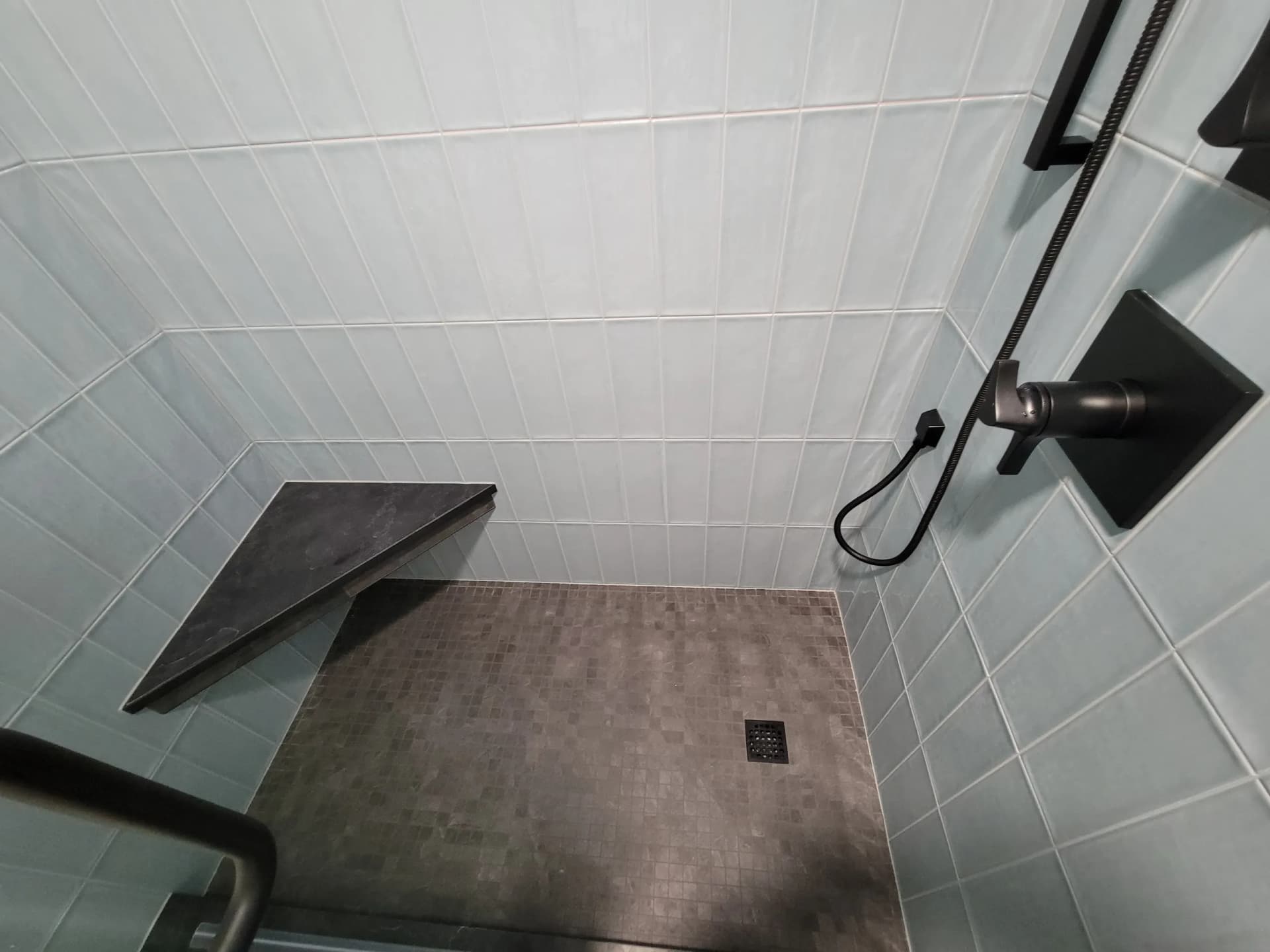 New shower floor in a bathroom remodel in Milton, GA