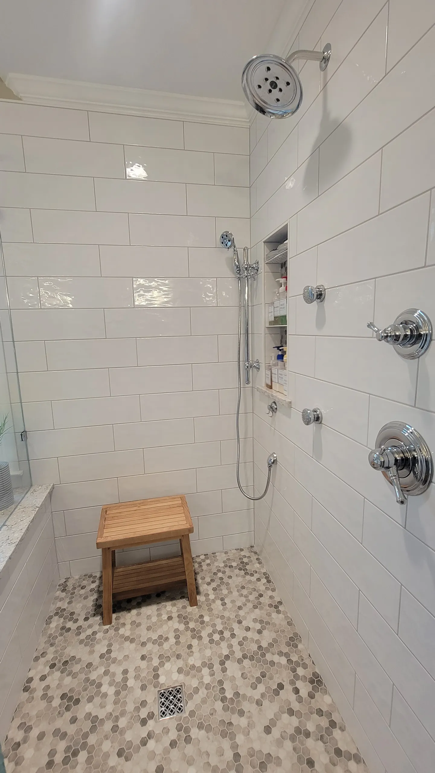 New shower in a bathroom remodel in Holly Springs, GA
